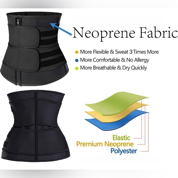 NWOT Neoprene Corset Two Belt Waist Trainer Size Large - Picture 3 of 3